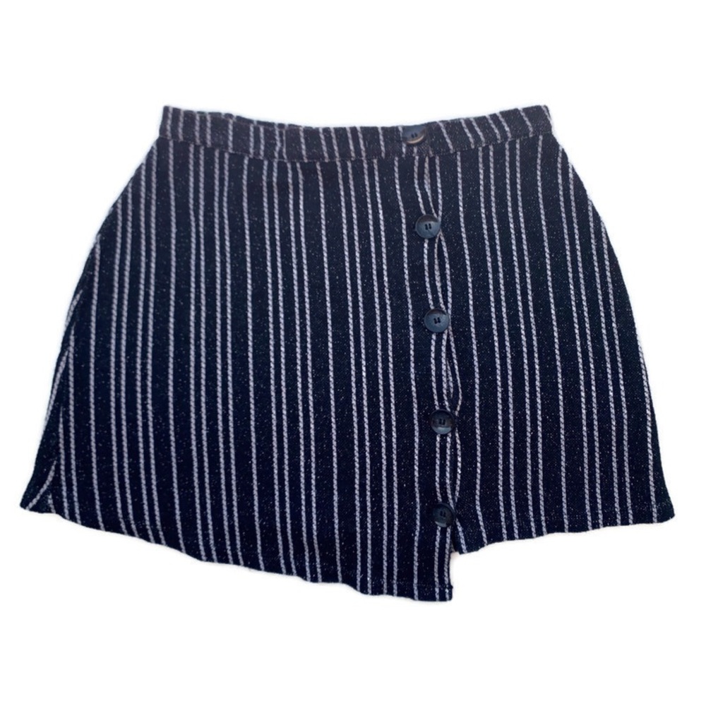 Urban Outfitters Asymmetrical Button Striped Mini Skirt Small Petite